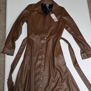 Worthington Chestnut Faux Leather Trench Coat